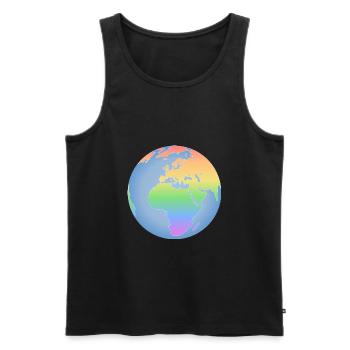 Erde Kontinente Welt LGBT Regenbogen queer Pastell - Männer Premium Bio Tank Top - Schwarz - Vorne - Michal (187cm)