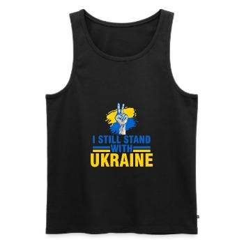 je suis encore soutiens Ukraine - Débardeur bio Premium Homme - noir - Devant - AI Model Male 178 light (178cm)