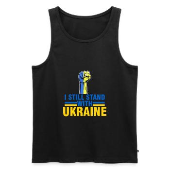 je suis encore soutiens Ukraine - support Ukraine - Débardeur bio Premium Homme - noir - Devant - AI Model Male 178 light (178cm)