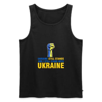 je suis encore soutiens Ukraine - Débardeur bio Premium Homme - noir - Devant - AI Model Male 178 light (178cm)