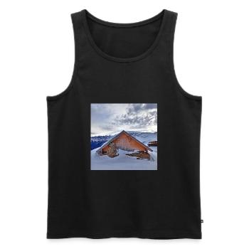 Berghütte - Männer Premium Bio Tank Top - Schwarz - Vorne - AI Model Male 178 light (178cm)