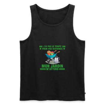 Jardinier jardinage idée cadeau jardin humour - Débardeur bio Premium Homme - noir - Devant - Michal (187cm)