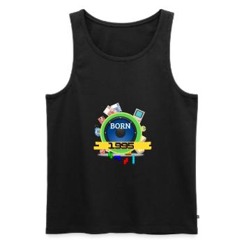 1995 - Men's Premium Organic Tank Top - black - Front - AI Model Male 178 light (178cm)