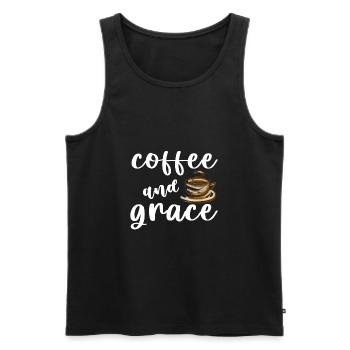 Coffee And Grace white - Men's Premium Organic Tank Top - black - Front - AI Model Male 178 light (178cm)