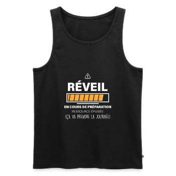Réveil en cours veuillez patienter - Débardeur bio Premium Homme - noir - Devant - Michal (187cm)