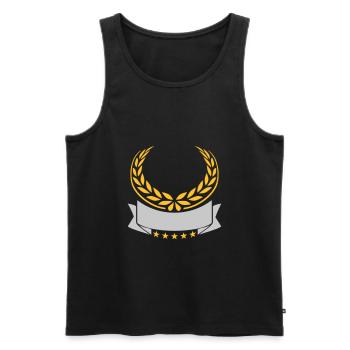 Banner Lorbeerkranz Sterne Leer - Männer Premium Bio Tank Top - Schwarz - Vorne - AI Model Male 178 light (178cm)