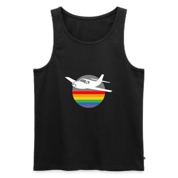 Rainbow Airplane blanc - Débardeur bio Premium Homme - noir - Devant - Michal (187cm)