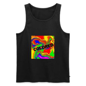 Liquefied and colorful design "COLORED" - Men's Premium Organic Tank Top - black - Front - AI Model Male 178 light (178cm)