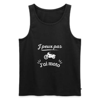 J'peux pas j'ai moto - Phrase drôle de motard - Débardeur bio Premium Homme - noir - Devant - Michal (187cm)