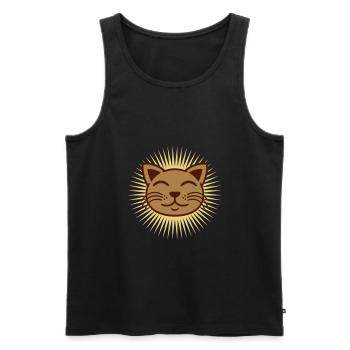 Radiant cat face happy - Men's Premium Organic Tank Top - black - Front - AI Model Male 178 light (178cm)