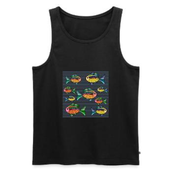 Poissons - Débardeur bio Premium Homme - noir - Devant - AI Model Male 178 light (178cm)