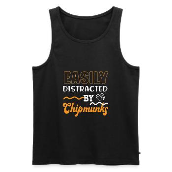 Distracted by Chipmunks Ironic Squirrel Forest - Men's Premium Organic Tank Top - black - Front - AI Model Male 178 light (178cm)