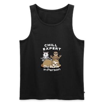 Chill Expert - Die Ruhe in Person - Faulpelz - Männer Premium Bio Tank Top - Schwarz - Vorne - AI Model Male 178 light (178cm)