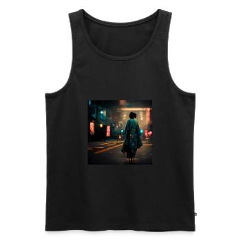 Woman Walking Down Tokyo Street at Night - Men's Premium Organic Tank Top - black - Front - Michal (187cm)