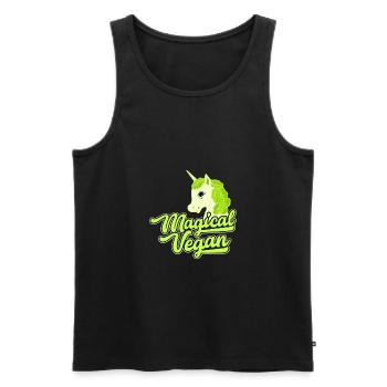Magical Vegan Gift Vegan Vegetarian Unicorn - Men's Premium Organic Tank Top - black - Front - AI Model Male 178 light (178cm)