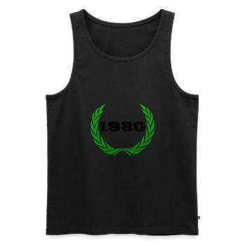 1980 Laurel Kranz Blätter - Männer Premium Bio Tank Top - Schwarz - Vorne - Michal (187cm)