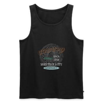 Authentic Coburg tuerkis best for black - Men's Premium Organic Tank Top - black - Front - AI Model Male 178 light (178cm)