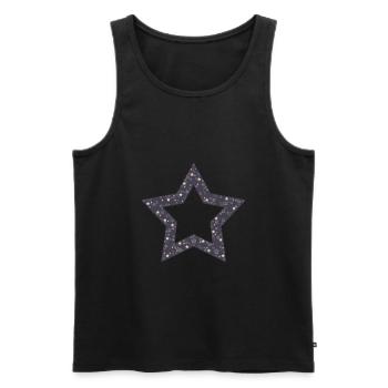 "Star Star" - Men's Premium Organic Tank Top - black - Front - AI Model Male 178 light (178cm)