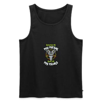 La mort dans mon métal pas dans mes repas - Vegan Vegan - Débardeur bio Premium Homme - noir - Devant - AI Model Male 178 light (178cm)