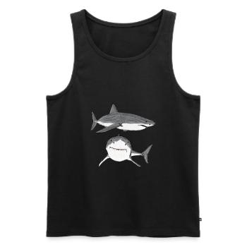 Design mit Großem Weißen Hai/ Great White Shark V - Männer Premium Bio Tank Top - Schwarz - Vorne - AI Model Male 178 light (178cm)