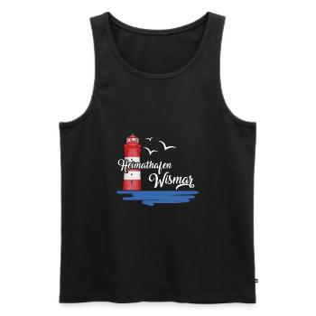 Heimathafen Wismar Hafenstadt Möwe Leuchtturm - Männer Premium Bio Tank Top - Schwarz - Vorne - Michal (187cm)
