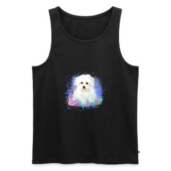 malteser , dog ,white , dog, painting - Men's Premium Organic Tank Top - black - Front - Michal (187cm)