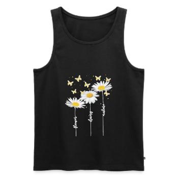 Margeriten, Blumen, Sommer - Männer Premium Bio Tank Top - Schwarz - Vorne - Michal (187cm)