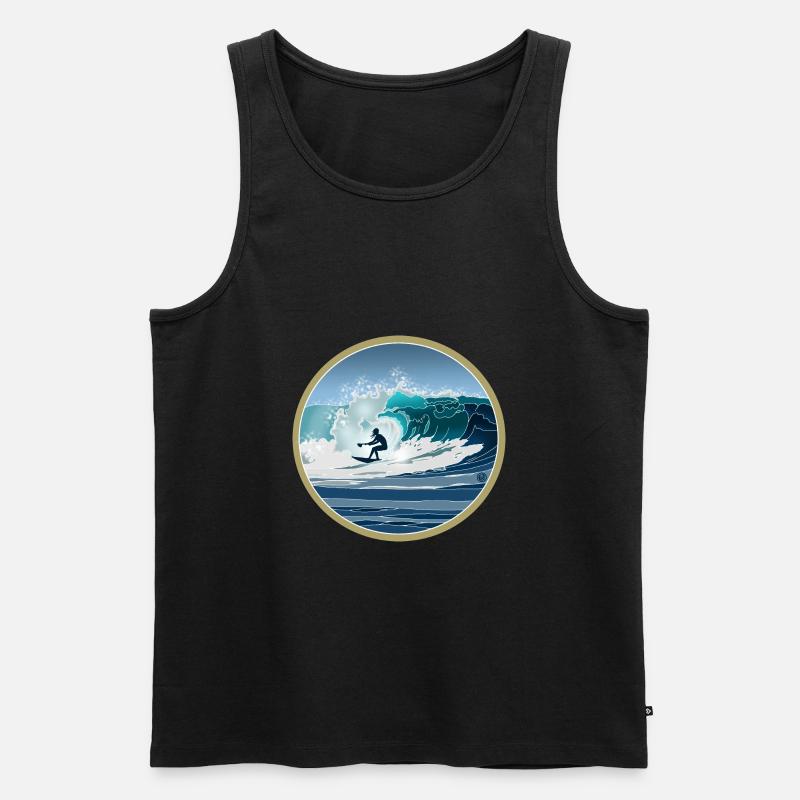 Big Wave SUP Surfer - Männer Premium Bio Tank Top - Schwarz