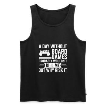 a day without boardgames probably wouldn't kill me - Männer Premium Bio Tank Top - Schwarz - Vorne - AI Model Male 178 light (178cm)