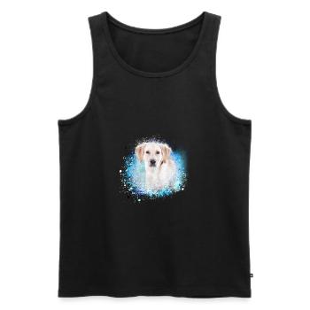 Labrador,Chien,peinture,retriever doré - Débardeur bio Premium Homme - noir - Devant - Michal (187cm)
