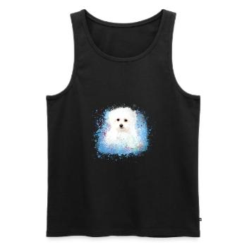 malteser ,dog ,white, dog, painting,doodle - Men's Premium Organic Tank Top - black - Front - Michal (187cm)