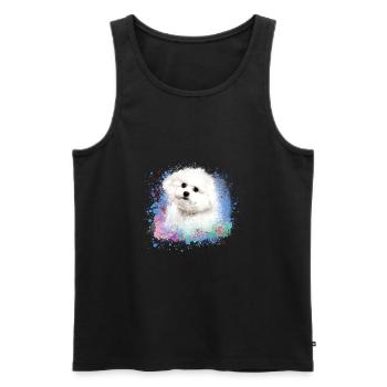bichon frisé, maltais, chien, graffiti, doodle - Débardeur bio Premium Homme - noir - Devant - Michal (187cm)