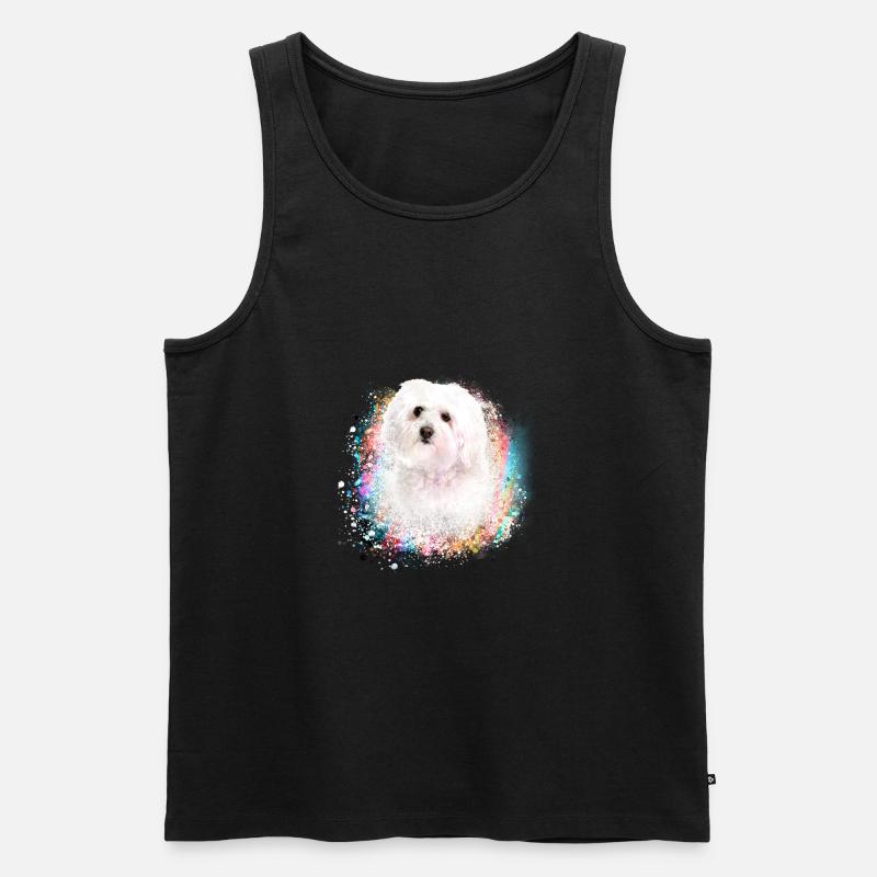 bologneser,malteser,graffiti,malerei, bunt - Männer Premium Bio Tank Top - Schwarz