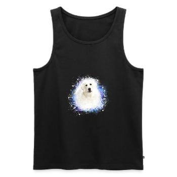 hund,Kuvas,labrador,Graffiti ,Malerei, blau - Männer Premium Bio Tank Top - Schwarz - Vorne - Michal (187cm)