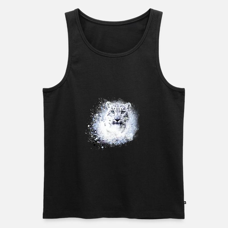 schneeleopard,katze,leopard,weiß,wildkatze - Männer Premium Bio Tank Top - Schwarz