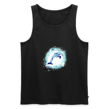 Delfin, graffiti, malerei,blau,fisch, - Männer Premium Bio Tank Top - Schwarz - Vorne - AI Model Male 178 light (178cm)