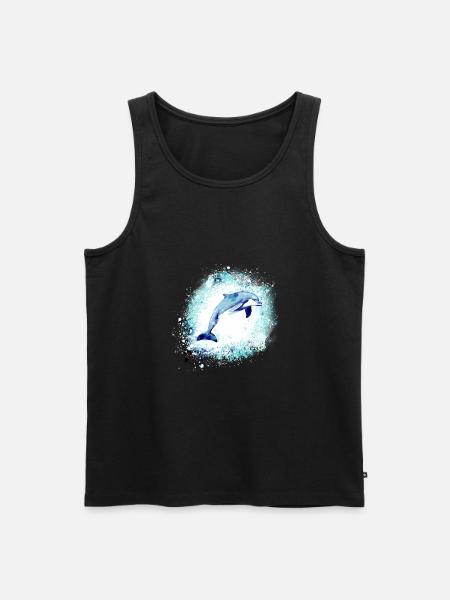 Dolphin, graffiti, painting,blue,fish, - Men's Premium Organic Tank Top - black