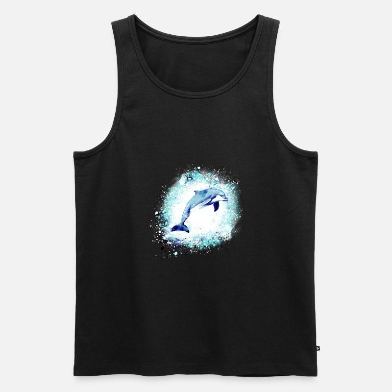 Delfin, graffiti, malerei,blau,fisch, - Männer Premium Bio Tank Top - Schwarz