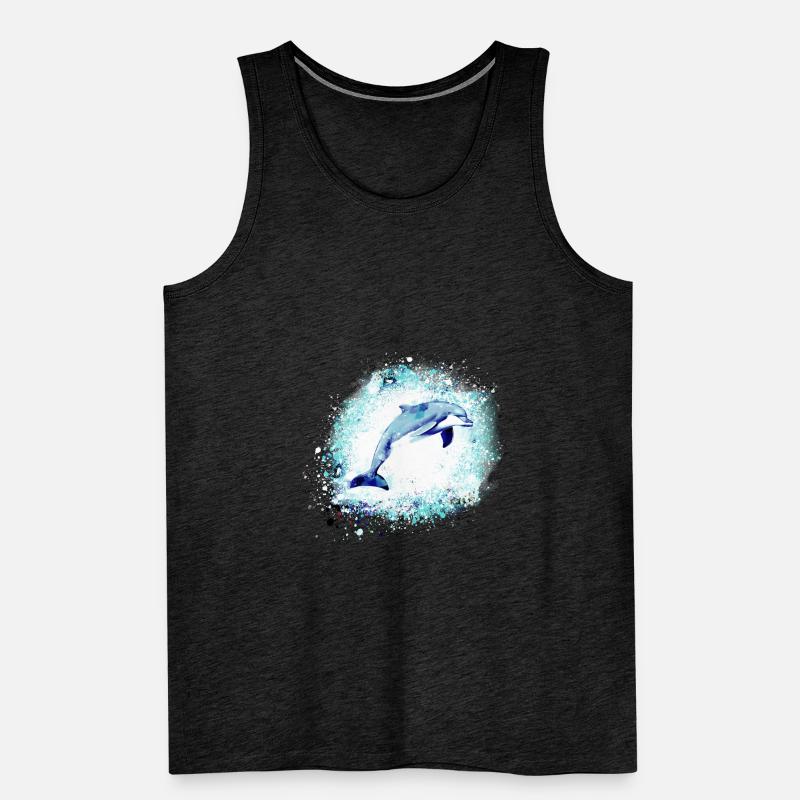 Dolphin, graffiti, painting,blue,fish, Men's Premium Organic Tank Top