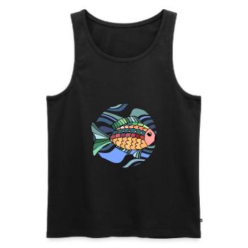 Fisch - Männer Premium Bio Tank Top - Schwarz - Vorne - Michal (187cm)