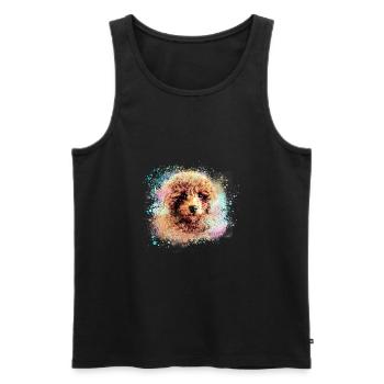 maltipoo, poodle, dog , painting,doodle,pastel - Men's Premium Organic Tank Top - black - Front - Michal (187cm)