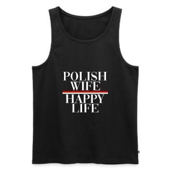 Poland Happy Wife happy Life Happy Polish Wife - Men's Premium Organic Tank Top - black - Front - AI Model Male 178 light (178cm)