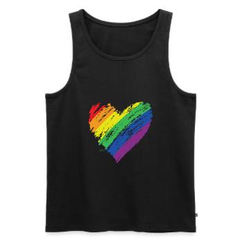 LGBT Regenbogen Schwul Herz Homosexualität - Männer Premium Bio Tank Top - Schwarz - Vorne - Michal (187cm)