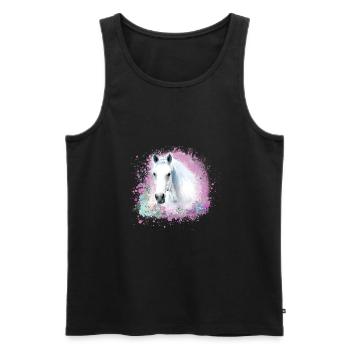 pferd ,schimmel ,graffiti , malerei,weisses pferd - Männer Premium Bio Tank Top - Schwarz - Vorne - AI Model Male 178 light (178cm)