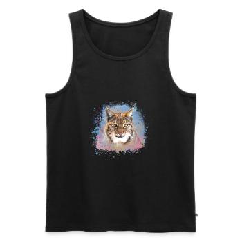 chat sauvage,lynx,rose,graffiti,peinture,chat - Débardeur bio Premium Homme - noir - Devant - AI Model Male 178 light (178cm)