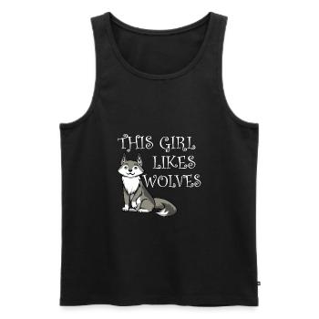 Girl Likes Wolves Funny Saying Wolf Wildlife - Men's Premium Organic Tank Top - black - Front - Michal (187cm)