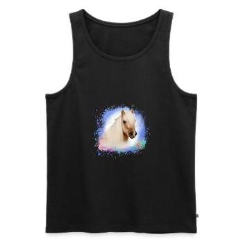pony, blau, shettland,pferd,pony,weisses pony - Männer Premium Bio Tank Top - Schwarz - Vorne - AI Model Male 178 light (178cm)