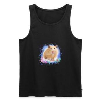 hamster, graffiti, peinture, vert, bleu - Débardeur bio Premium Homme - noir - Devant - AI Model Male 178 light (178cm)