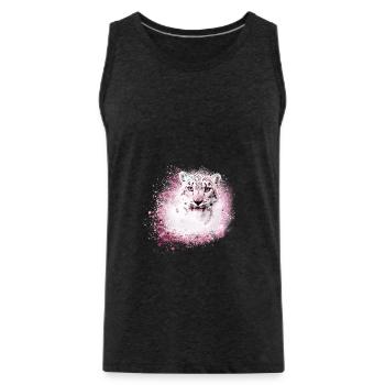 snow leopard,cat,leopard,white,wildcat - Men's Premium Organic Tank Top - charcoal grey - Front - Alexander (188cm)