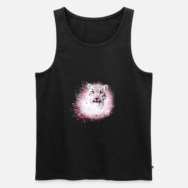 schneeleopard,katze,leopard,weiß,wildkatze - Männer Premium Bio Tank Top - Schwarz